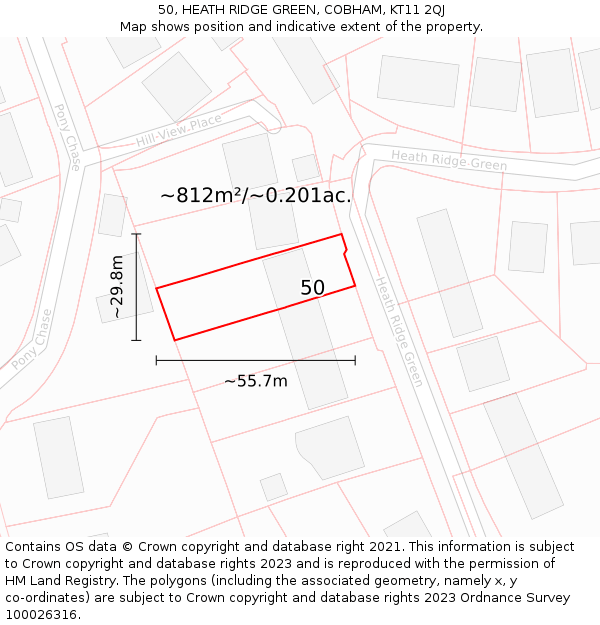 50, HEATH RIDGE GREEN, COBHAM, KT11 2QJ: Plot and title map