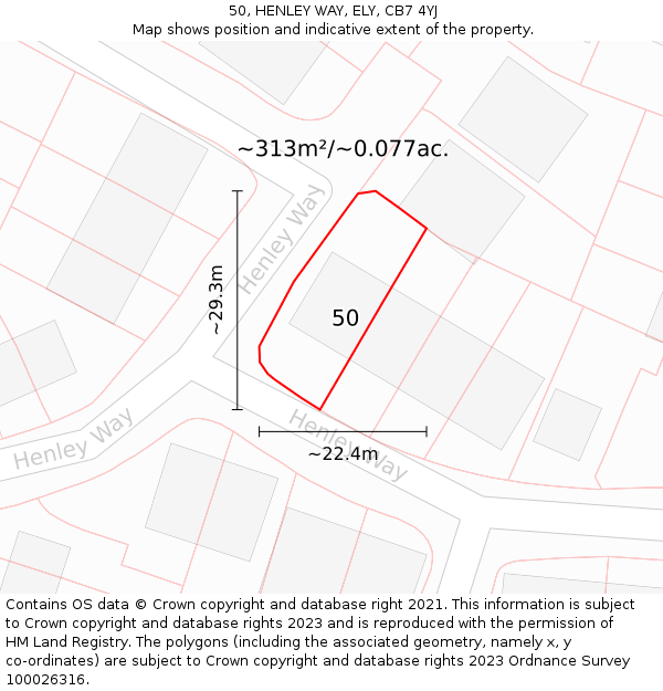 50, HENLEY WAY, ELY, CB7 4YJ: Plot and title map