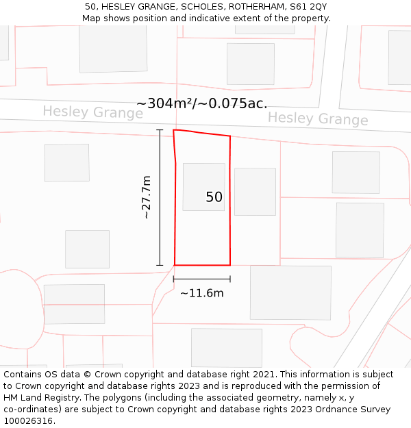 50, HESLEY GRANGE, SCHOLES, ROTHERHAM, S61 2QY: Plot and title map