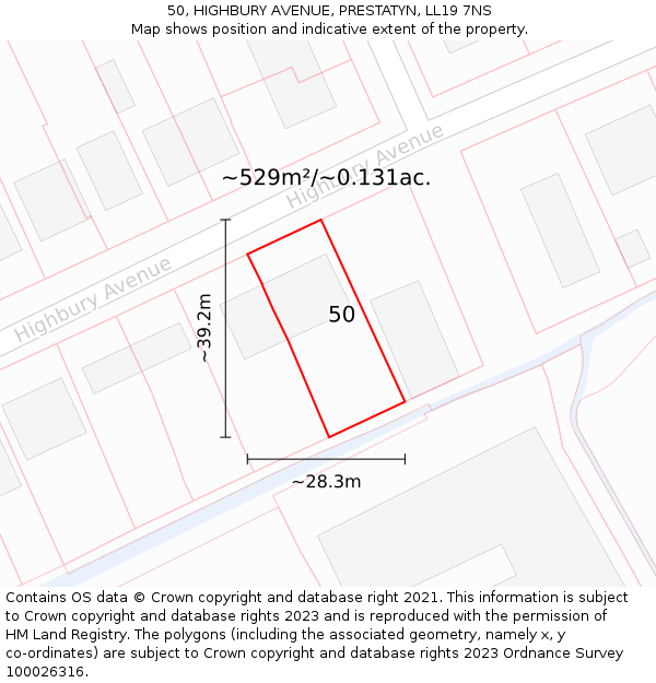50, HIGHBURY AVENUE, PRESTATYN, LL19 7NS: Plot and title map