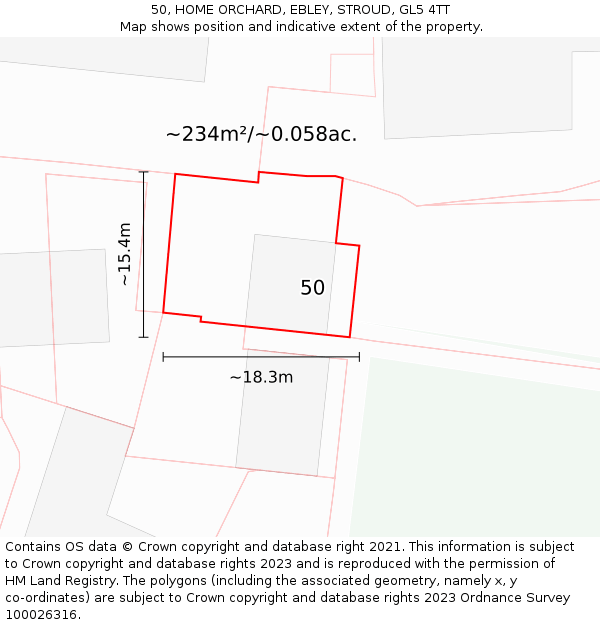 50, HOME ORCHARD, EBLEY, STROUD, GL5 4TT: Plot and title map