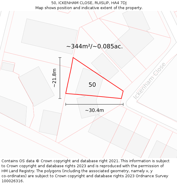 50, ICKENHAM CLOSE, RUISLIP, HA4 7DJ: Plot and title map