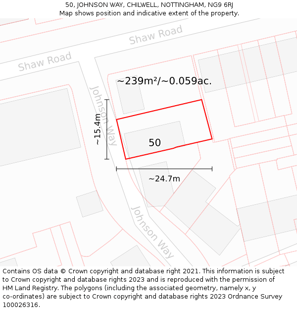 50, JOHNSON WAY, CHILWELL, NOTTINGHAM, NG9 6RJ: Plot and title map