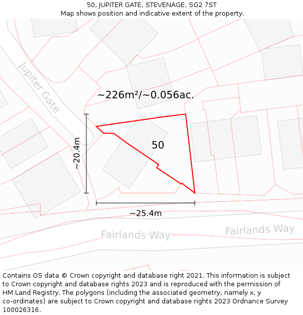 50, JUPITER GATE, STEVENAGE, SG2 7ST: Plot and title map