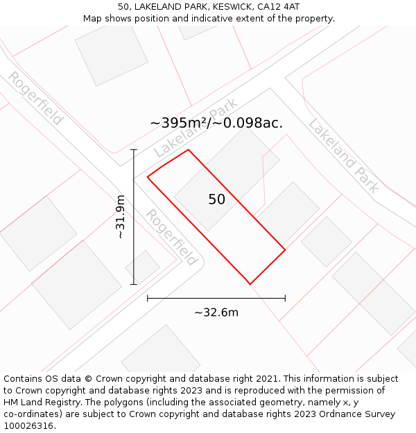 50, LAKELAND PARK, KESWICK, CA12 4AT: Plot and title map