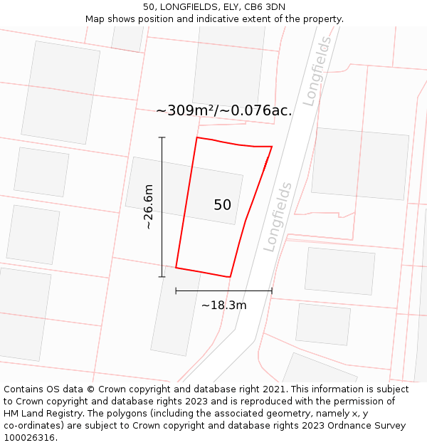50, LONGFIELDS, ELY, CB6 3DN: Plot and title map
