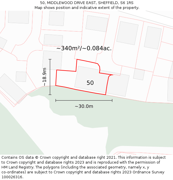 50, MIDDLEWOOD DRIVE EAST, SHEFFIELD, S6 1RS: Plot and title map