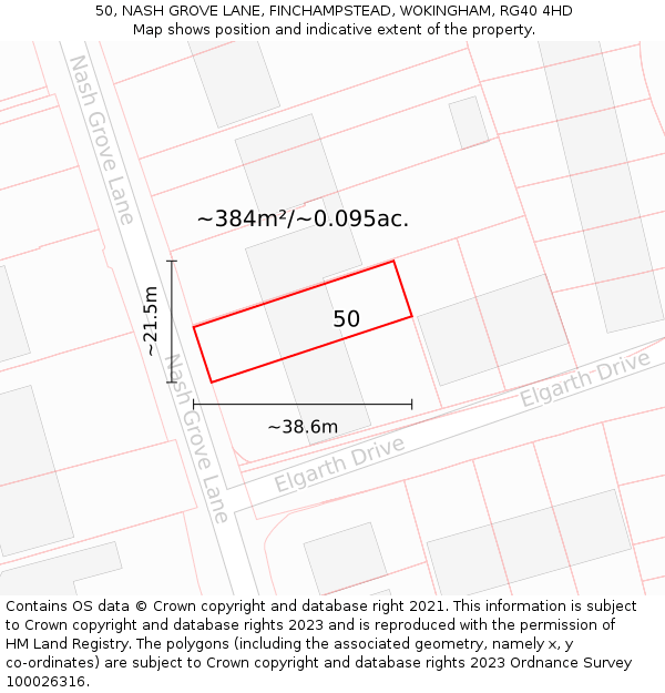 50, NASH GROVE LANE, FINCHAMPSTEAD, WOKINGHAM, RG40 4HD: Plot and title map