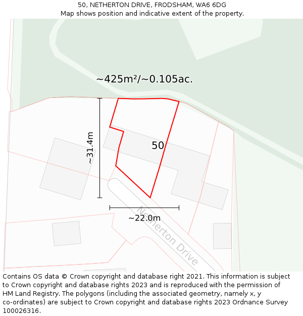 50, NETHERTON DRIVE, FRODSHAM, WA6 6DG: Plot and title map