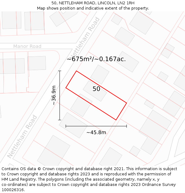 50, NETTLEHAM ROAD, LINCOLN, LN2 1RH: Plot and title map