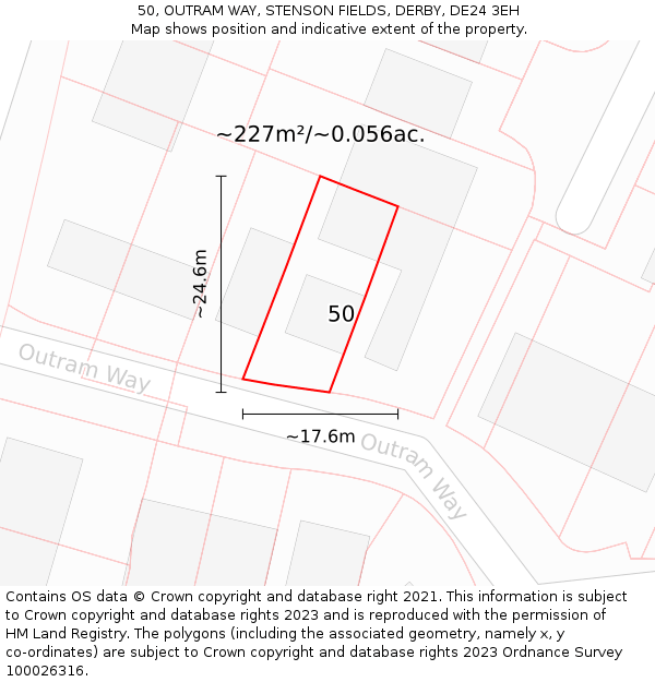 50, OUTRAM WAY, STENSON FIELDS, DERBY, DE24 3EH: Plot and title map