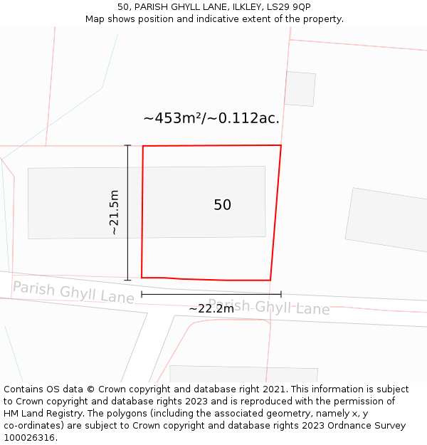 50, PARISH GHYLL LANE, ILKLEY, LS29 9QP: Plot and title map