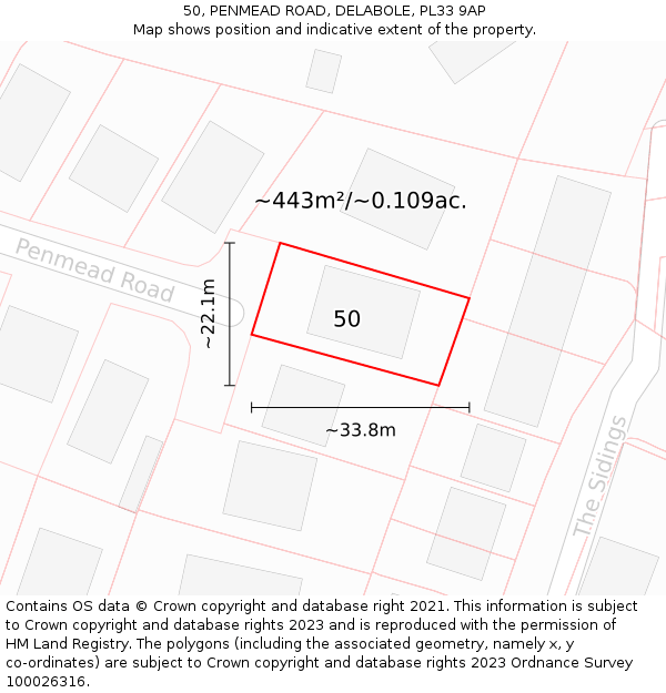50, PENMEAD ROAD, DELABOLE, PL33 9AP: Plot and title map