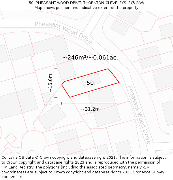 50, PHEASANT WOOD DRIVE, THORNTON-CLEVELEYS, FY5 2AW: Plot and title map