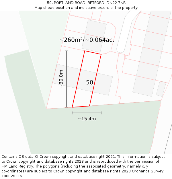 50, PORTLAND ROAD, RETFORD, DN22 7NR: Plot and title map