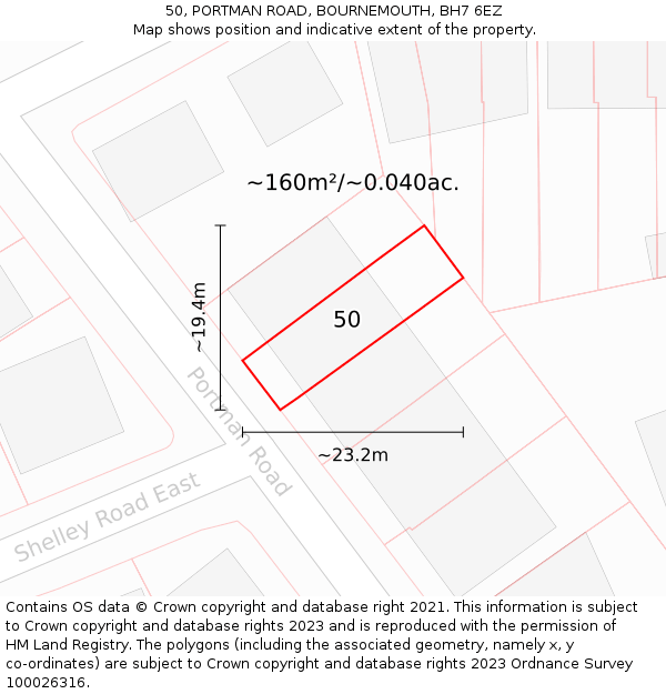 50, PORTMAN ROAD, BOURNEMOUTH, BH7 6EZ: Plot and title map