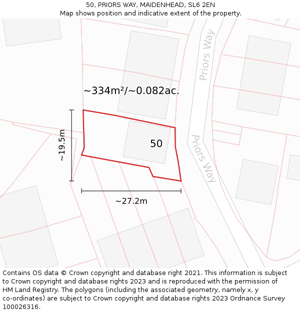 50, PRIORS WAY, MAIDENHEAD, SL6 2EN: Plot and title map