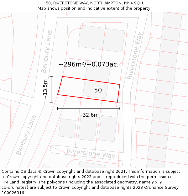 50, RIVERSTONE WAY, NORTHAMPTON, NN4 9QH: Plot and title map