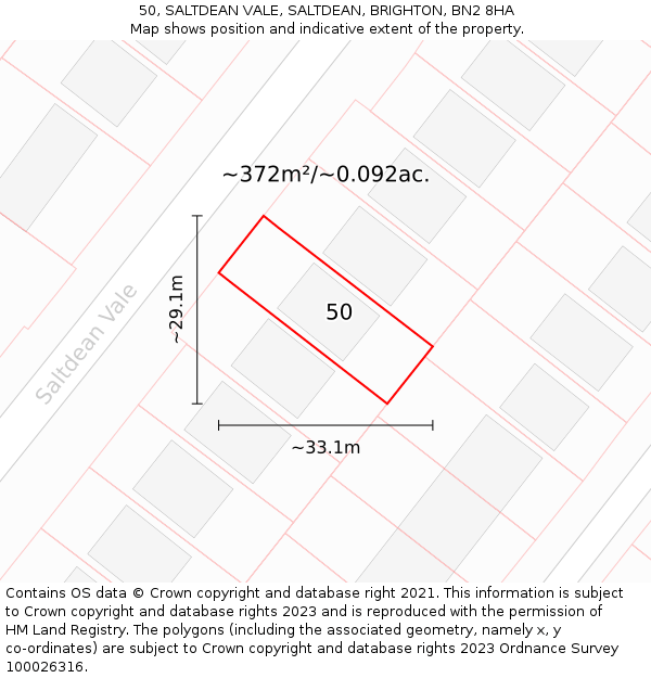 50, SALTDEAN VALE, SALTDEAN, BRIGHTON, BN2 8HA: Plot and title map
