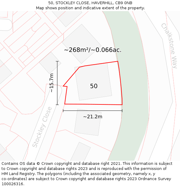 50, STOCKLEY CLOSE, HAVERHILL, CB9 0NB: Plot and title map