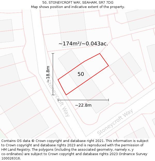 50, STONEYCROFT WAY, SEAHAM, SR7 7DG: Plot and title map
