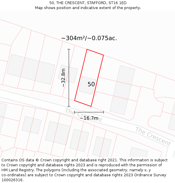 50, THE CRESCENT, STAFFORD, ST16 1ED: Plot and title map