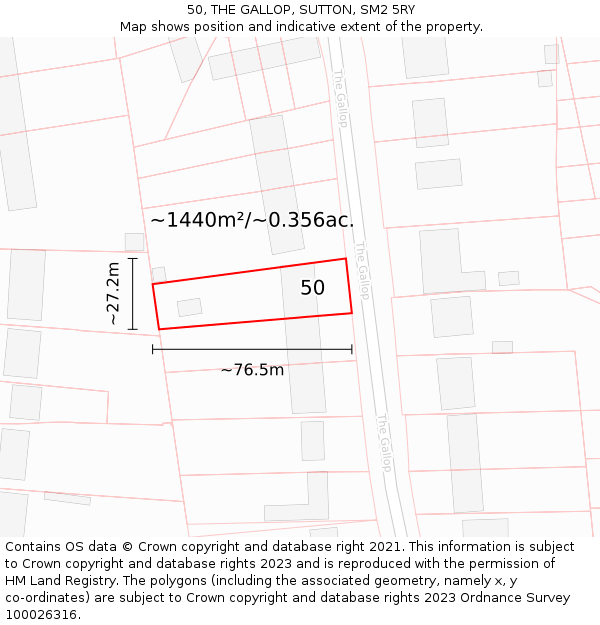 50, THE GALLOP, SUTTON, SM2 5RY: Plot and title map