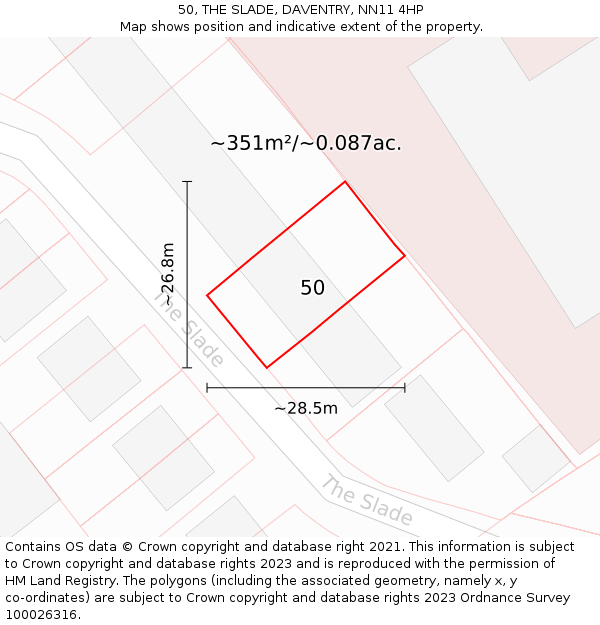 50, THE SLADE, DAVENTRY, NN11 4HP: Plot and title map