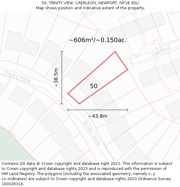 50, TRINITY VIEW, CAERLEON, NEWPORT, NP18 3SU: Plot and title map