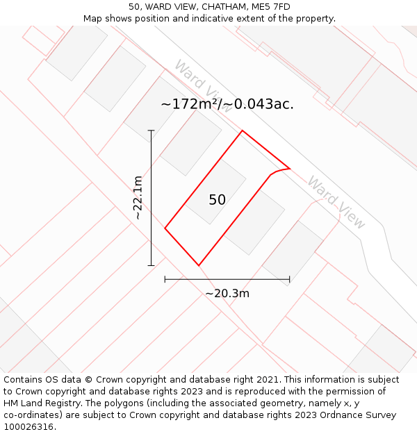 50, WARD VIEW, CHATHAM, ME5 7FD: Plot and title map