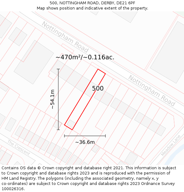 500, NOTTINGHAM ROAD, DERBY, DE21 6PF: Plot and title map