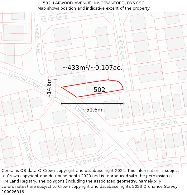 502, LAPWOOD AVENUE, KINGSWINFORD, DY6 8SG: Plot and title map