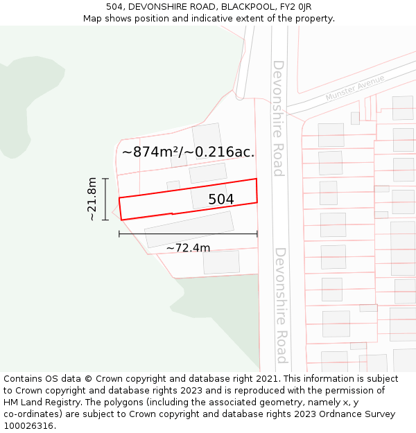 504, DEVONSHIRE ROAD, BLACKPOOL, FY2 0JR: Plot and title map