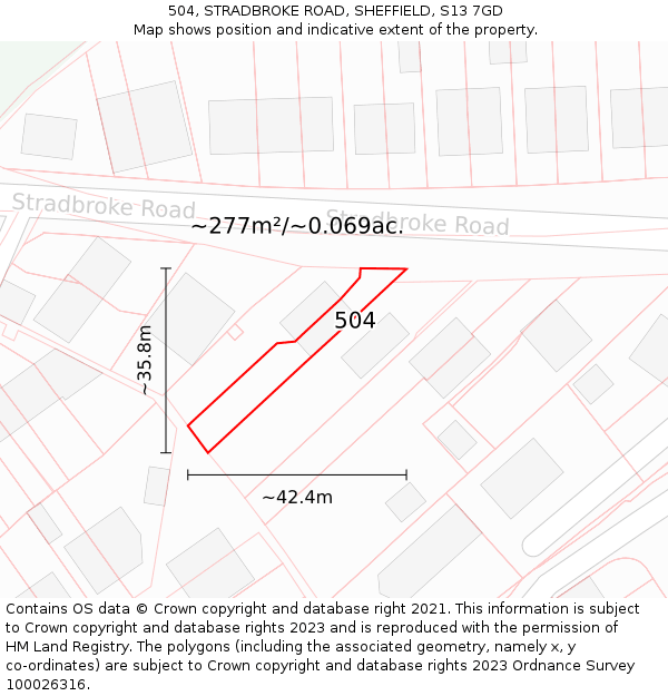 504, STRADBROKE ROAD, SHEFFIELD, S13 7GD: Plot and title map