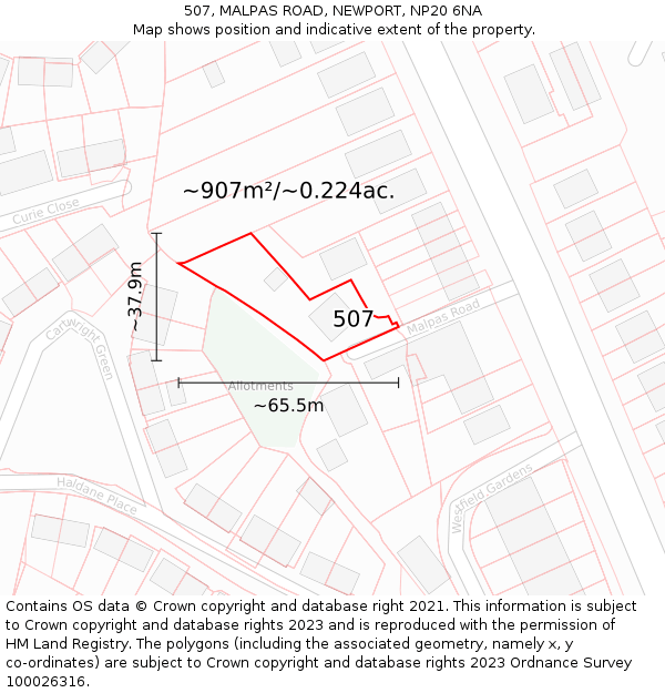 507, MALPAS ROAD, NEWPORT, NP20 6NA: Plot and title map