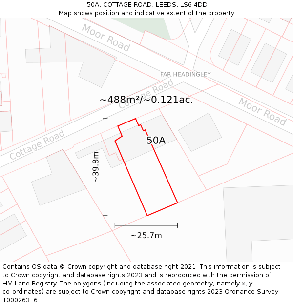 50A, COTTAGE ROAD, LEEDS, LS6 4DD: Plot and title map