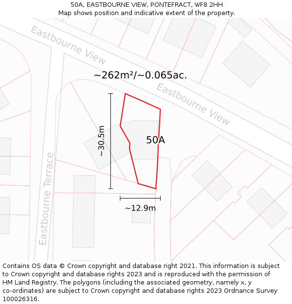 50A, EASTBOURNE VIEW, PONTEFRACT, WF8 2HH: Plot and title map