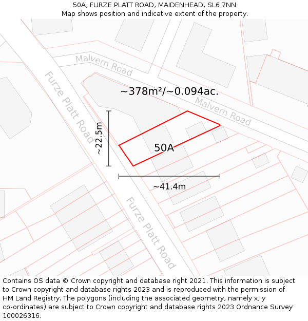 50A, FURZE PLATT ROAD, MAIDENHEAD, SL6 7NN: Plot and title map