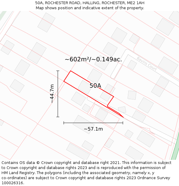 50A, ROCHESTER ROAD, HALLING, ROCHESTER, ME2 1AH: Plot and title map