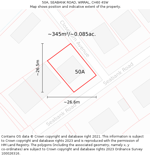 50A, SEABANK ROAD, WIRRAL, CH60 4SW: Plot and title map