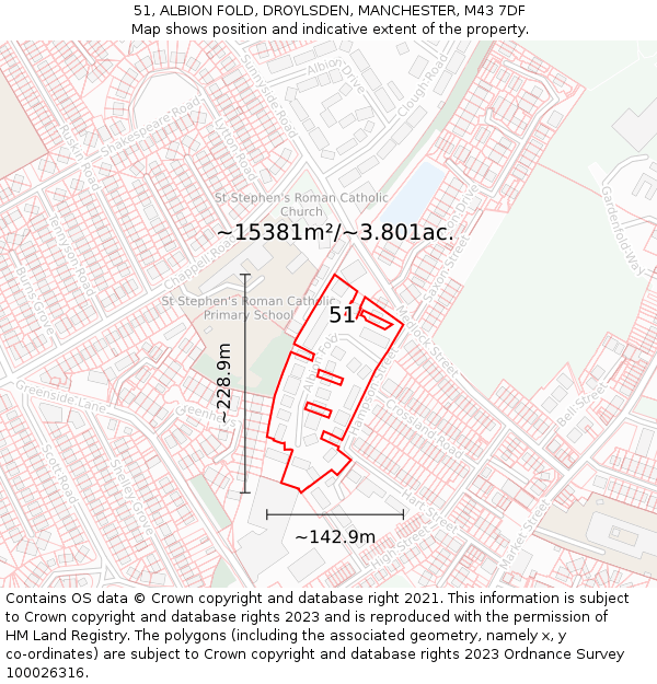 51, ALBION FOLD, DROYLSDEN, MANCHESTER, M43 7DF: Plot and title map