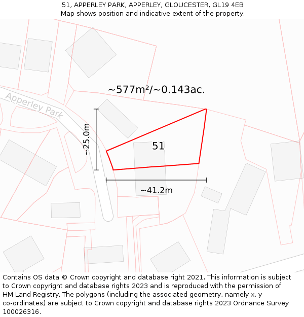 51, APPERLEY PARK, APPERLEY, GLOUCESTER, GL19 4EB: Plot and title map