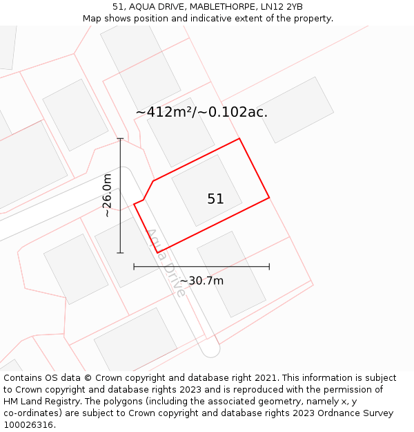 51, AQUA DRIVE, MABLETHORPE, LN12 2YB: Plot and title map