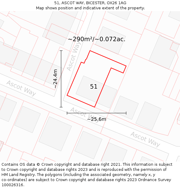 51, ASCOT WAY, BICESTER, OX26 1AG: Plot and title map