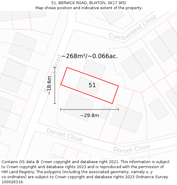 51, BERWICK ROAD, BUXTON, SK17 9PD: Plot and title map