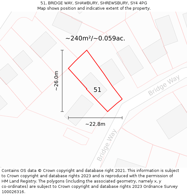51, BRIDGE WAY, SHAWBURY, SHREWSBURY, SY4 4PG: Plot and title map