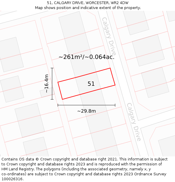 51, CALGARY DRIVE, WORCESTER, WR2 4DW: Plot and title map