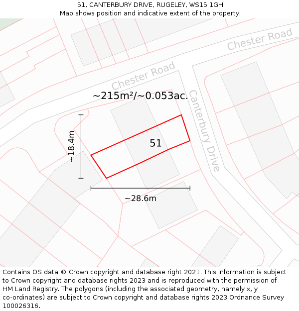 51, CANTERBURY DRIVE, RUGELEY, WS15 1GH: Plot and title map