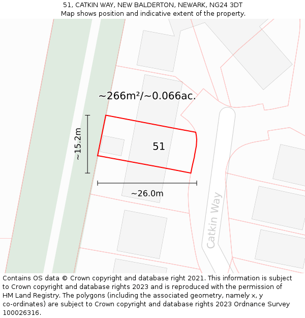 51, CATKIN WAY, NEW BALDERTON, NEWARK, NG24 3DT: Plot and title map