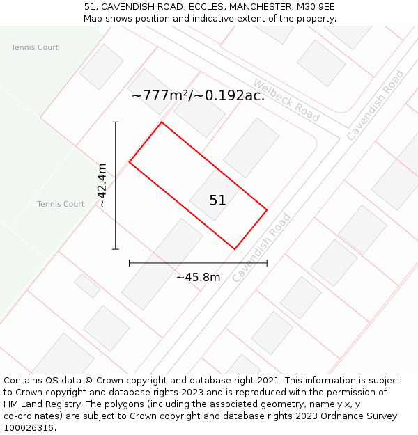 51, CAVENDISH ROAD, ECCLES, MANCHESTER, M30 9EE: Plot and title map